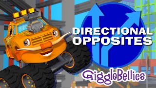 Monster Trucks Learn Opposites  GiggleBellies [upl. by Duggan905]