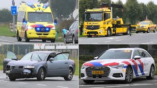 Hulpdiensten ingezet nadat 4 personen vluchten na aanrijding met motorrijder op de N289 bij Kapelle [upl. by Annenn215]