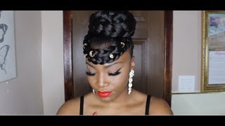 PROTECTIVE STYLE THE QUEEN UPDO  FT FREETRESS AFRICANA X3 BRAIDING HAIR [upl. by Llejk]