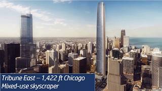 Tribune East  1 Billion 1422 ft Proposed Chicago Skyscraper [upl. by Galan]