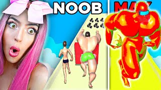 NOOB vs PRO vs HACKER in Crazy MUSCLE RACE Mobile Game [upl. by Ameen]