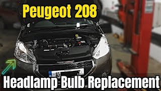 Peugeot 208 Headlamp Bulb Replacement  DIY [upl. by Adnohsed]