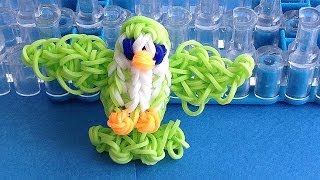 Rainbow Loom Charms 3D Bird loom bands Charm How to make with loom  bands [upl. by Baird507]