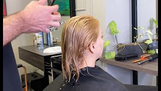 Firsttime blonde gets a fresh haircut [upl. by Hotze]