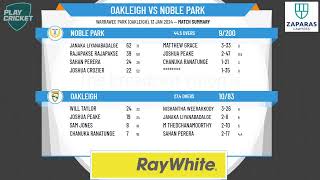 Victorian SubDistrict Cricket Association  South East 1st XI  Round 10  Oakleigh v Noble Park [upl. by Eidnahs]