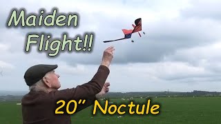 Maiden Flight  Noctule 20quot Rubber Power flying Wing  Designed by OFW Peter Fisher [upl. by Kohn]