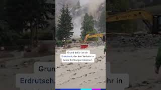 Strasse bis Sonntag zu Über 2000 Touristen sitzen im Wallis fest 🚧 20min news wallis erdrutscht [upl. by Linetta]