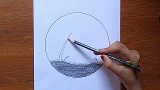 Pencil Scenery Drawing  Pencil Drawing  Circle Drawing [upl. by Zhang]