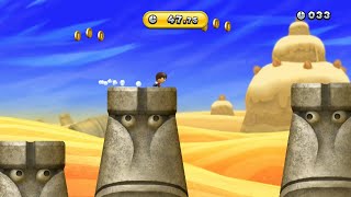 New Super Mario Bros U  Time Attack  StoneEye Desert Dash 5374 [upl. by Naasah221]