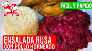 ENSALADA RUSA CON POLLO HORNEADO – RECETA PERUANA – FACIL Y RAPIDO – La Sazón de Mamá [upl. by Cassy]