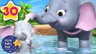 5 Elephants Having A Wash  30 Minutes of Nursery Rhymes  Learn With LBB  howto [upl. by Aderfla]