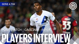 CAGLIARI 02 INTER  DUMFRIES AND CALHANOGLU INTERVIEWS 🎙️⚫🔵 [upl. by Nevada76]