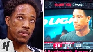 DeMar DeRozan Watches His Tribute Video amp Gets Standing Ovation  Spurs vs Raptors  Feb 22 2019 [upl. by Yelekreb822]