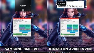 SSD Benchmark Samsung 860 EVO vs Kingston A2000 M2 NVMe [upl. by Tillo]