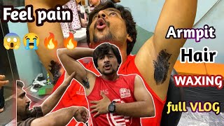 Armpits Hard Hair permanently Removing solution Indian barber shop Vlog 🕯️😭💯🥹painfull ￼waxing ￼ [upl. by Enela]