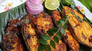 seer fish fry  vanjaram meen varuval  easy and tasty fish fry recipe [upl. by Luo]