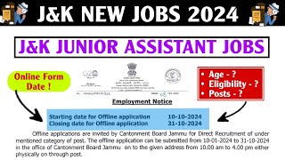 JampK New Jobs 2024  Junior Assistant Posts 2024  JampK New Posts 2024  All Details [upl. by Eelek505]