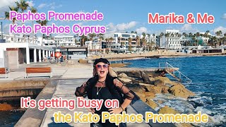 Paphos Promenade its Very Busy for January Kato Paphos Promenade Paphos Cyprus [upl. by Nwahsyd]