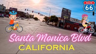 Fun Bike Lane on Santa Monica Blvd in Los Angeles from Beverly Hills to West LA 4K HD bike [upl. by Aserej]