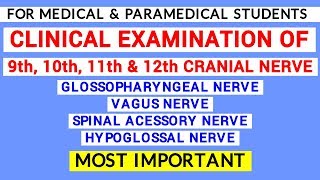 9th 10th11th amp 12th CRANIAL NERVE EXAMINATION  CLINICAL LAB  PHYSIOLOGY [upl. by Nilra]