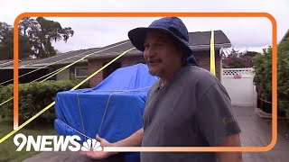 Man Straps Down His Home as Milton Arrives in Florida [upl. by Attelliw582]