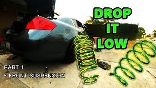 How to lower your car on SPRINGS  g35 350z  part 1 [upl. by Norene]