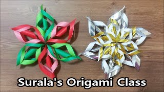 Origami  Snowflake Christmas  종이접기  눈송이 크리스마스 [upl. by Anoyek]