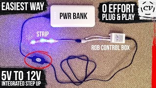 How To Power LEDs With A Power Bank 5V To 12V EASIEST WAY amp NO WORK INVOLVED [upl. by Ruhtracm]