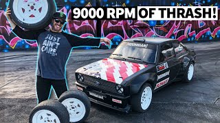 Ken Block Shreds Toyo Tires at 9000 RPM at the Burnyard Gymkhana GRID Tire Test in Ford Escort Mk2 [upl. by Orly]