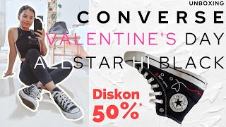 Unboxing CONVERSE Valentines Day Chuck Taylor All Star Hi  BlackVintage WhiteBlack171158C [upl. by Hibbert]