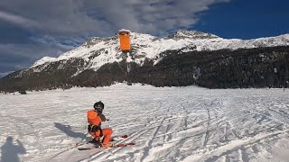 Snowkiting Lake Silvaplana with Flysurfer Peak 4  5m  Engadin Switzerland [upl. by Ainniz]