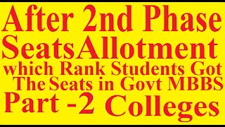 MBBS seats Allotment after 2nd phase Seats Rank wise position in Govt MBBS Colleges PART  2 [upl. by Ahsemad]