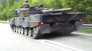 Tanks on public road in Switzerland Leopard 2A4 [upl. by Bessie563]