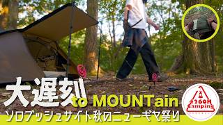 【ソロキャンプ】中央道通行止め？！大遅刻 to MOUNTainと樹海のソロブッシュサイトで溜まり過ぎたニューギヤ祭り（TOMOUNT NY TENT 1 FireBook 楽楽） [upl. by Worrell550]