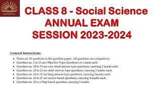 CLASS8 Social Science  Annual Exam 2024 Sample Question Paper with Solution KV CBSE  Term2 [upl. by Sairtemed]