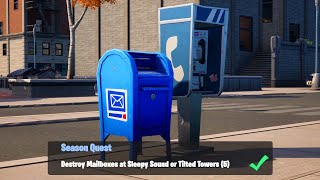 quotDétruire des boites au lettres à Sleepy Sounds ou Tilted Towersquot SUR FORTNITE  EMPLACEMENT DEFI [upl. by Botnick40]