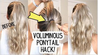 1 MINUTE PERFECT PONYTAIL HACK Lots of Volume [upl. by Onitnelav]