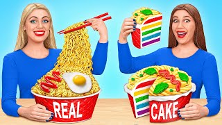 Cake Vs Real Food Challenge  Eating Only Cakes Look Like Everyday Objects by Multi DO Challenge [upl. by Arrik902]