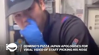 Dominos Pizza Japan apologises for viral video of staff picking his nose amp smearing finger on dough [upl. by Dearman]