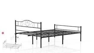 Assemble VECELO Metal Platform Bed Frame with Headboard amp Footboard [upl. by Davide735]