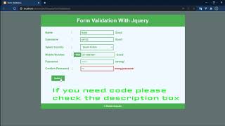 Form validation with jquery [upl. by Etnahc755]