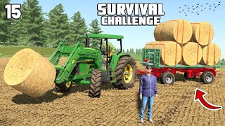 ULTRA LOW COST WINDROWER SAVES THE DAY  Survival Challenge  Farming Simulator 22  EP 15 [upl. by Harding]