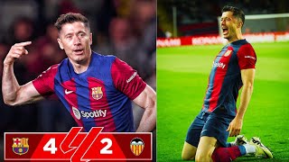 FC Barcelona vs Valencia 42 review  Lewandowski Hatrick against Valencia [upl. by Ysak]