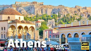 Athens Greece 🇬🇷  Summer Walk  4K HDR Walking Tour [upl. by Hiram]