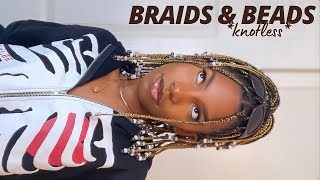 Short Knotless Box Braids With Beads Tutorial  Braids With Beads [upl. by Nilok]