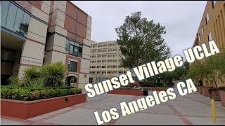 Sunset Village UCLA Dorm Walking Tour Canyon Point Delta Terrace Courtside Covel Commons Bruin Cafe [upl. by Nester]