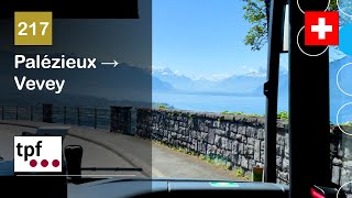 4K 🇨🇭 Cab Ride TPF Fribourg Bus  217 Palézieux → Vevey  MercedesBenz Citaro C2 G Hybrid [upl. by Matthaus81]