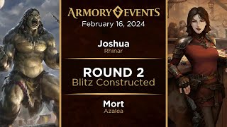 Feb 16 Blitz Round 2 Rhinar vs Azalea  Flesh and Blood [upl. by Avot608]