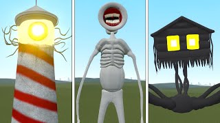 LIGHTHOUSE MONSTER VS MOTHER MEGAPHONE VS HOUSE HEAD OLD in Garrys Mod [upl. by Refitsirhc]