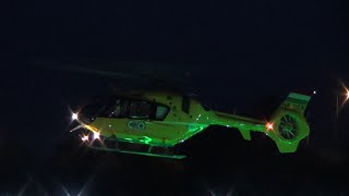 Air rescue helicopter EC135 takeoff and night landing  Hungarian Air Ambulance [upl. by Barmen]